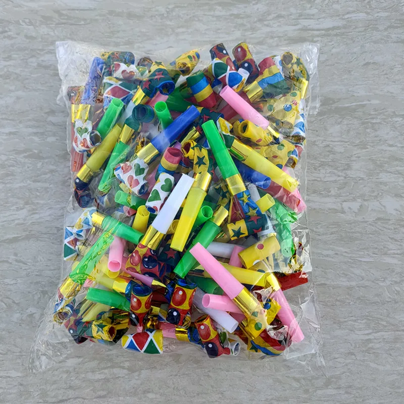 thumbnail image 1 of 10-100 piezas de silbatos de boca de dragón para soplar, rollos de papel para soplar con nariz larga, accesorios para fiestas de trucos, rollos de papel para soplar de 6,5 cm, colores variados, 1 of 5