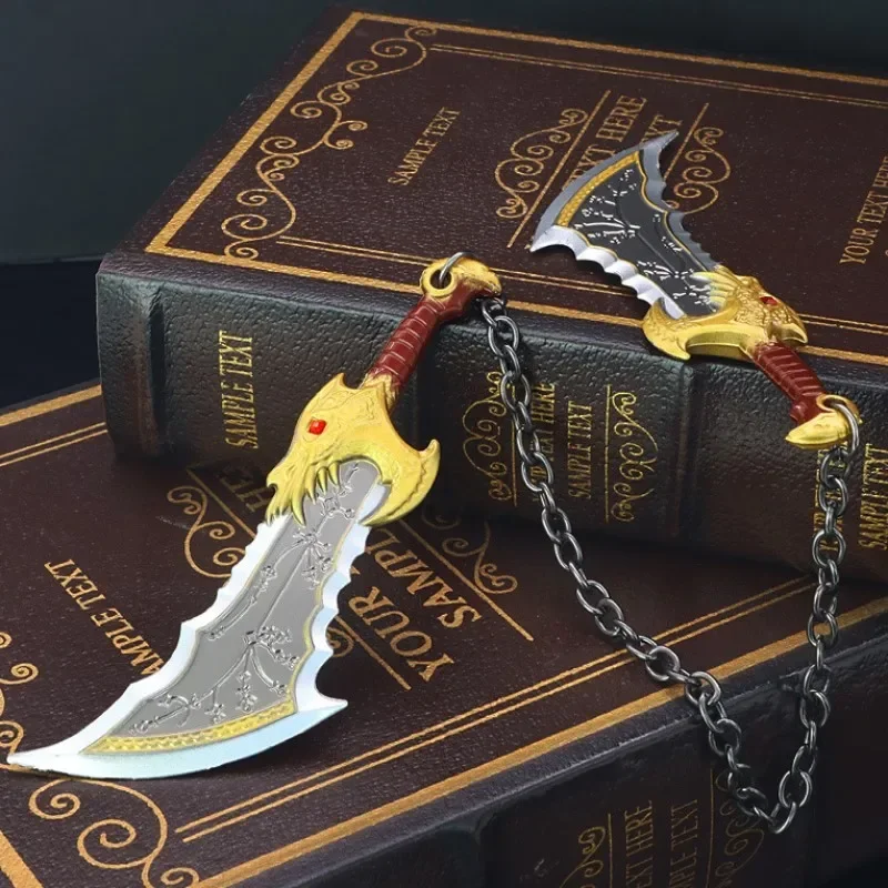 15cm God of War Game Metal Weapon Model Ragnarok Kratos Weapon Blades of Chaos Runic Double Blade  Sword Samurai Gifts Toys Boys 2