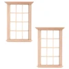 2Pcs Mini Furniture Doll House Miniature Window Frame Model Decoration Windows Dollhouse Furniture Toy 1