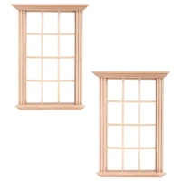 2Pcs Mini Furniture Doll House Miniature Window Frame Model Decoration Windows Dollhouse Furniture Toy 1