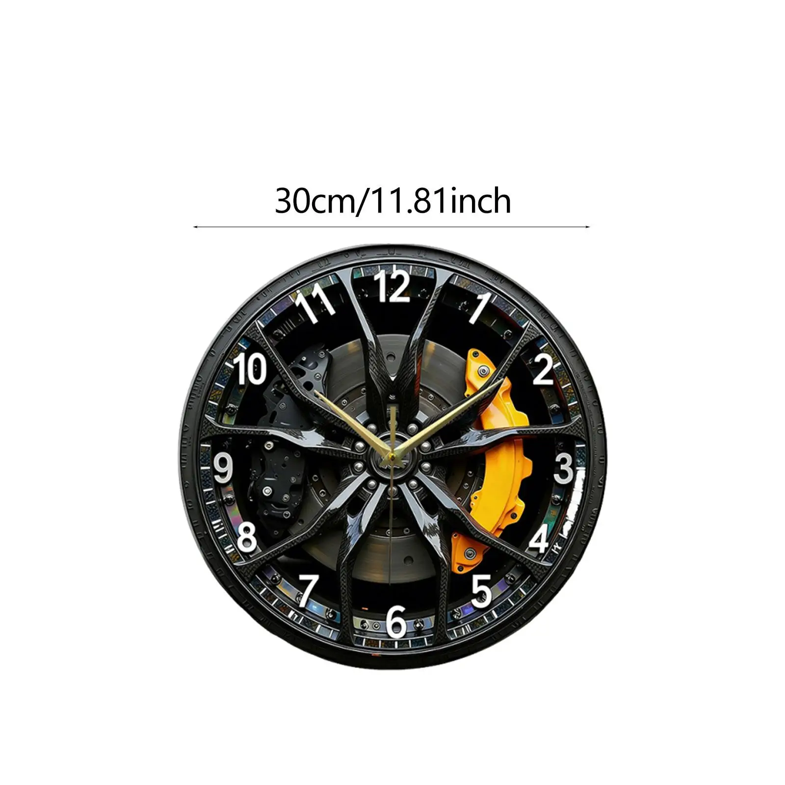 2D Car Wheel Hub Wall Clock Lightweight Silent Gifts Hanging Clock Wall Decoration Acrylic Ornament for Farmhouse Home Classroom