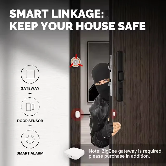 MOES Tuya ZigBee3.0 Smart Window Door Gate Sensor Detector Door Sensor Security Alarm System Smart Life Tuya App Remote Control 4