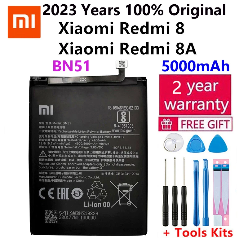 

Xiao mi 100% Orginal BN51 5000mAh Battery For Xiaomi Redmi 8 Redmi 8A Redmi8 High Quality Phone Replacement Batteries Bateria