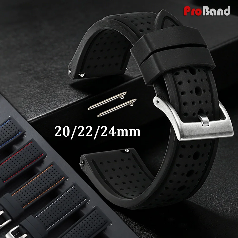 Deluxe Waterproof Silicone Watch Strap – Breathable Soft Rubber Replacement Band