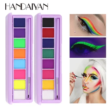 Heallor Handaiyan 8 Colors Water Soluble Body Paint Cream Eyeliner Eye Shadow Fluorescent Paint Face and Body Paint Palette