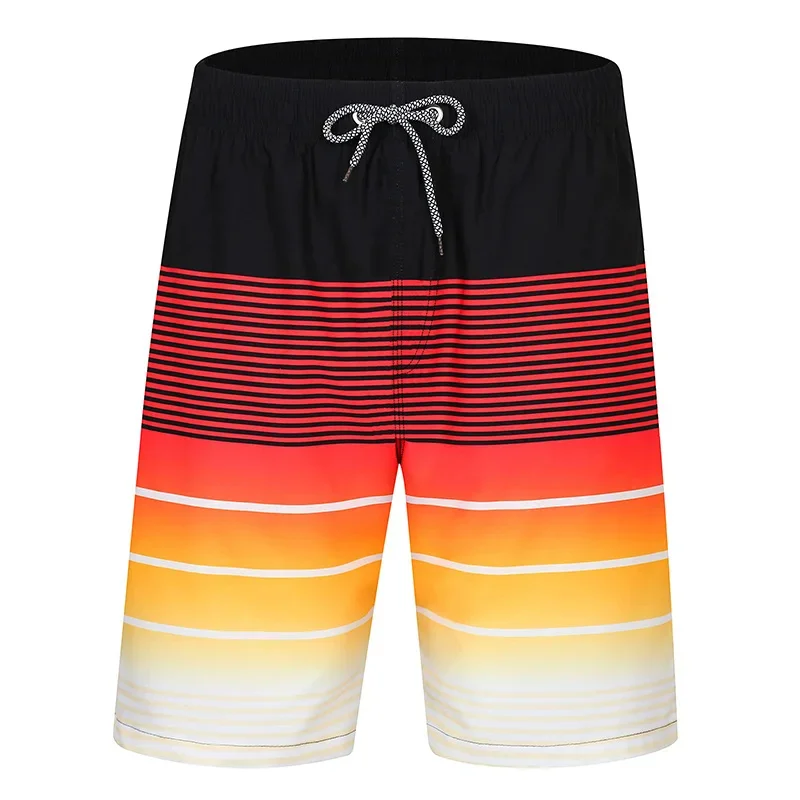 Gradient Stripes Graphic Swim Trunks For Men Colorful Splicing 3D Printed Short Pants Summer Hawaii Surf Swimsuit Beach Shorts 5