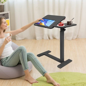 Mobile Ergonomic Laptop Table Height Adjustable Standing Desk -  0°-60° Tilting Desktop for Office/Bedroom