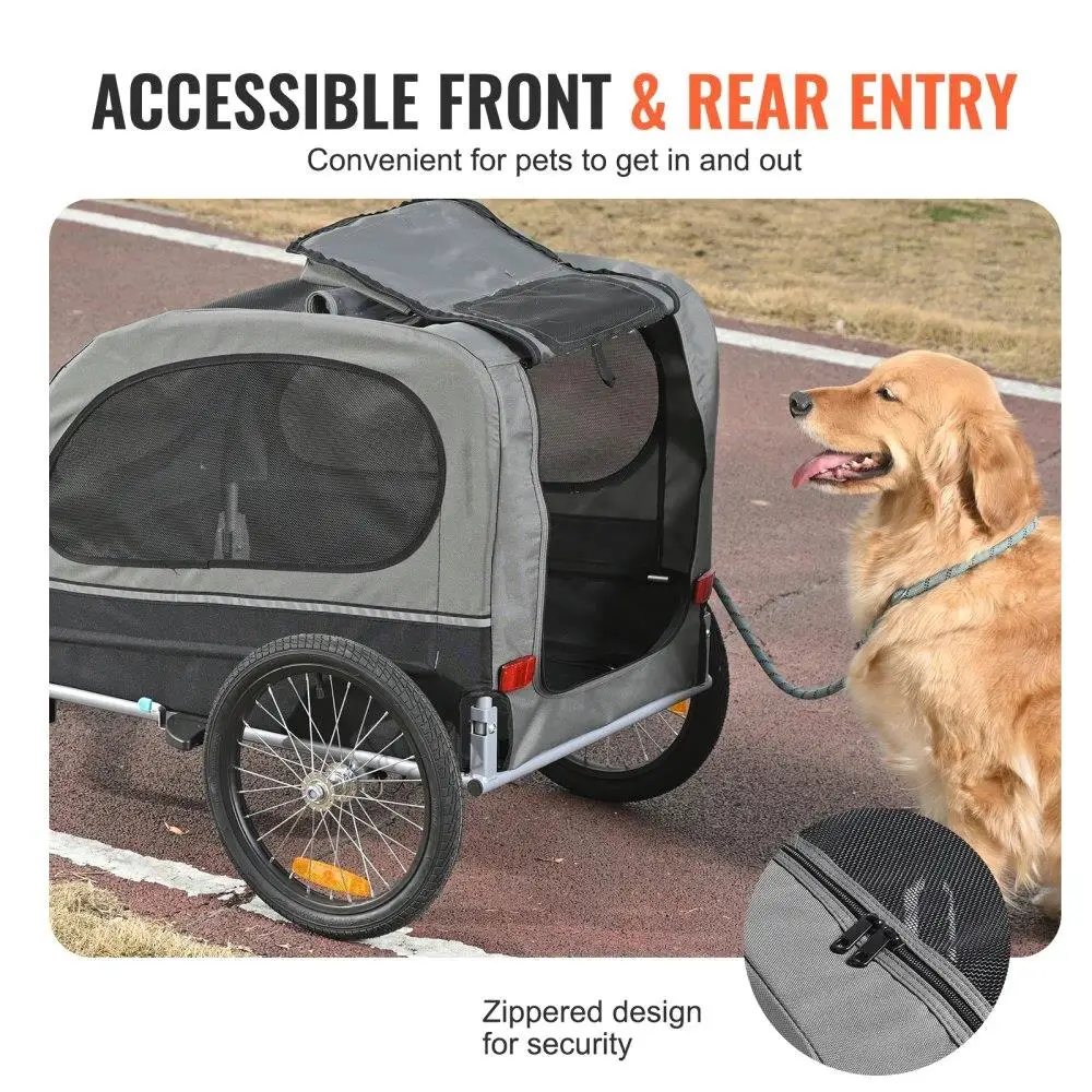 Easy Folding Dog Bike Trailer for Up to 88 Lbs with Reflectors and Flag 2