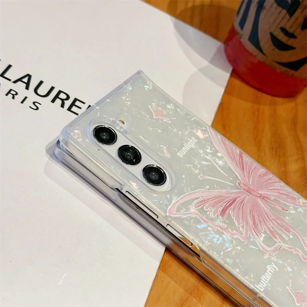 Luxury Shell Butterfly Fold Case - Cartoon Flower Slim Shockproof Cover