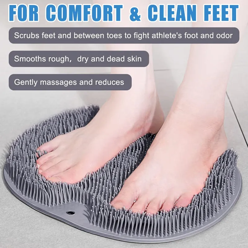 Shower Foot & Back Scrubber, Massage Pad, Wall Mounted Back Scrubber,  Silicone Bath Massage Cushion Brush with Suction Cups, Bathroom Wash Foot  Mat Exfoliating Dead Skin Foot Brush 