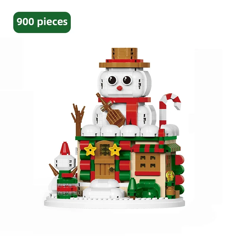 Festive Santa & Reindeer Building Block Puzzle - Christmas Party Table Decoration Toy Set