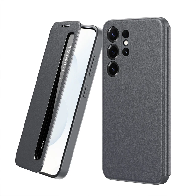ELVEV Smart Side Window Series Premium PU Leather Drop Protection Phone Case