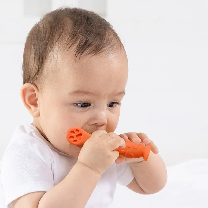 2pcs/set Food Grade Silicone Baby Teethers Rice Porridge Cream Feeder Spoon Baby Infant Teething Stick Toys Teether Newborn
