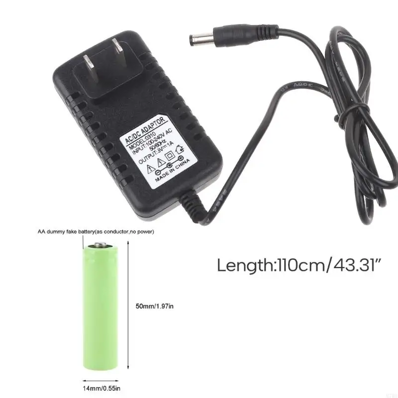 Universal 3V AM3/LR6/AA Battery Eliminators EU/US/UK Powered Cable Replace 2Pcs 1.5V AA Size Battery Cable