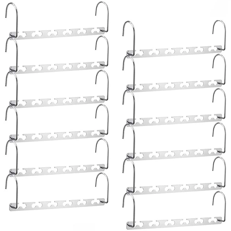 6 Hole Stainless Steel Hanger Multifunctional Space Saving Metal Hangers Magical Hook Clothing Wardrobe Organize Holder