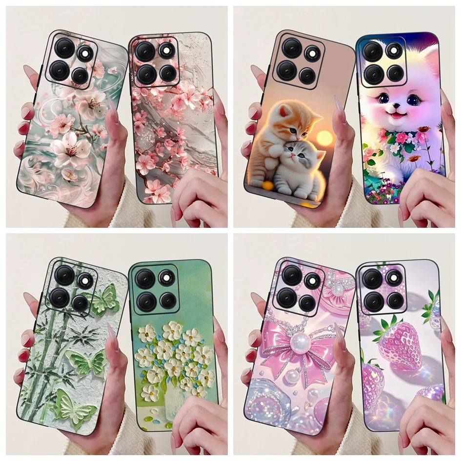 Floral Bamboo Cat Cartoon Soft Silicone Back Cover