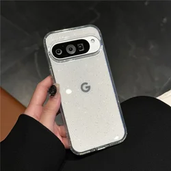 Acrylic+TPU Bling Glitter Transparent Shockproof Phone Case - Shining Starry Sky Design for Pixel 10A (Clear)