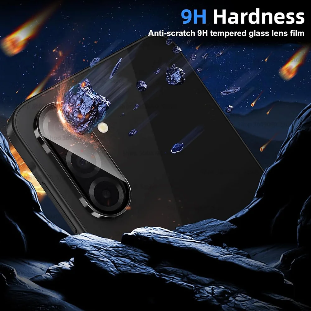 Premium Back Lens Glass Case with Metal Alloy Ring Protector Film