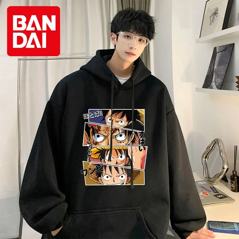 

2023 One Piece Stuff Luffy Comic Sweatshirt Oversize Jacket Tops Hoodies for Men's Clothing Winter Warm Anime Cartoon Boys Gifts