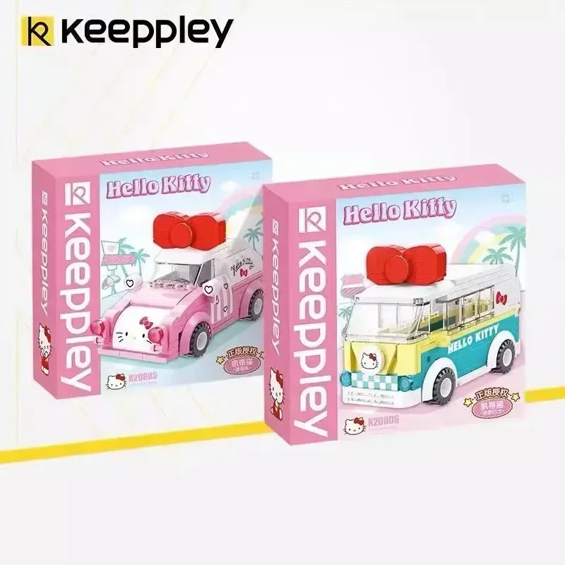 

Keeppley Sanrio строительные блоки Hello Kitty мини модель автомобиля кавайная сборка Обучающие игрушки подарок на день рождения Аниме украшения