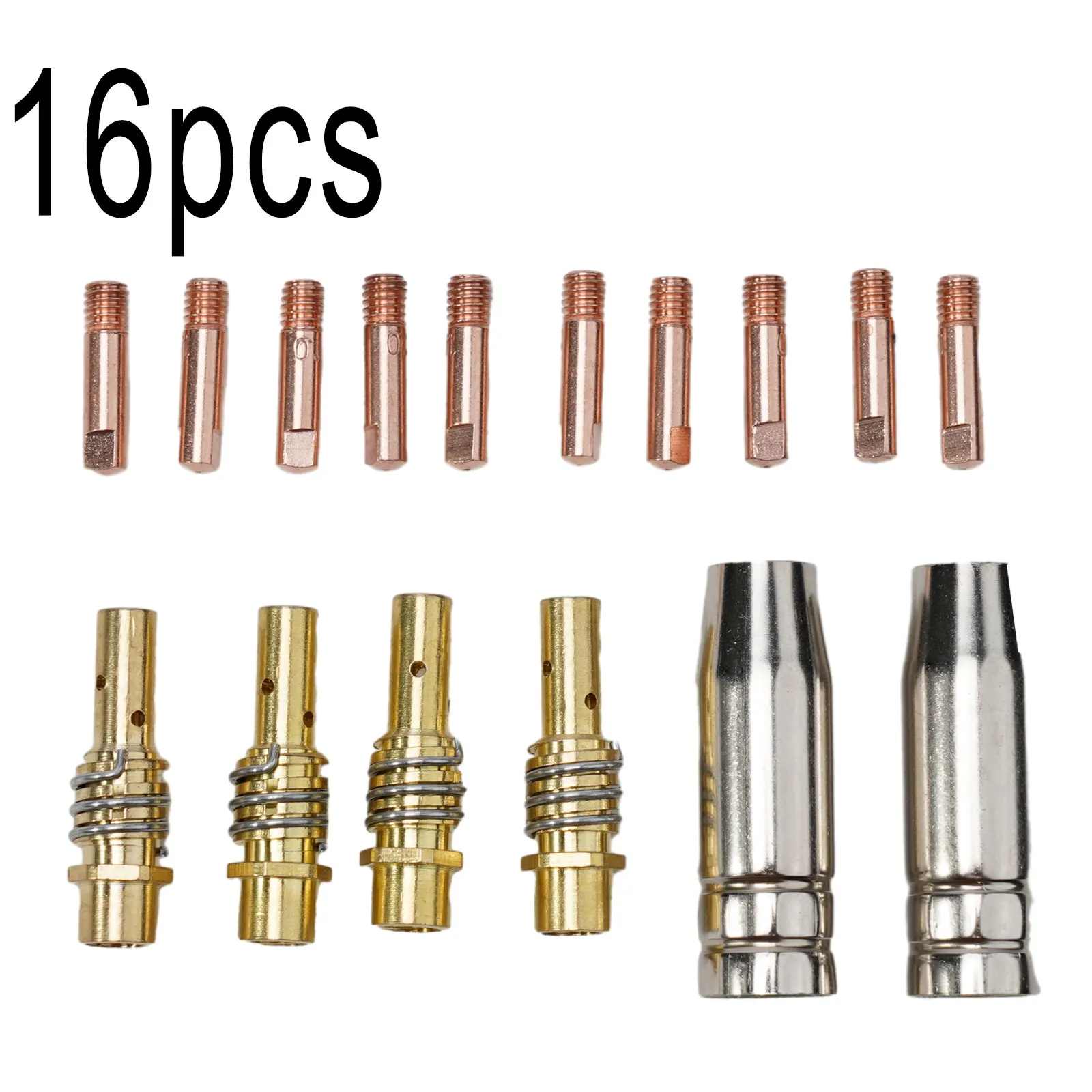 

16pcs MB15 15AK MIG Welding Contact Tip 0.6/0.8/0.9/1.0/1.2mm Protective Nozzle For Rilon Riland Jasic Welding Supplies