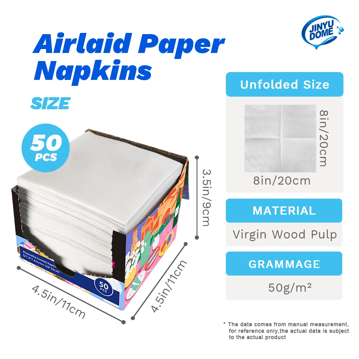 JINYUDOME 50Pcs Disposable Linen-Feel Cocktail Dinner Napkins,7.87*7.87" For Cafe Bar,Party Tissue Napkins Decoration Serviettes