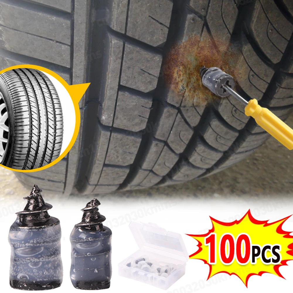 100 10x Vacuum Tyre Repair Nail Tire Puncture Screws Motorcycle Fitting Set Tubeless Wheel Repairs Punctures