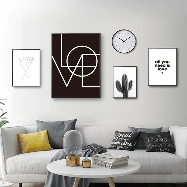 Canvas Painting Cactus Love Hearts Black And White Wall Posters And Prints  Minimalist Decor For Modern Nordic Decoration Home - AliExpress