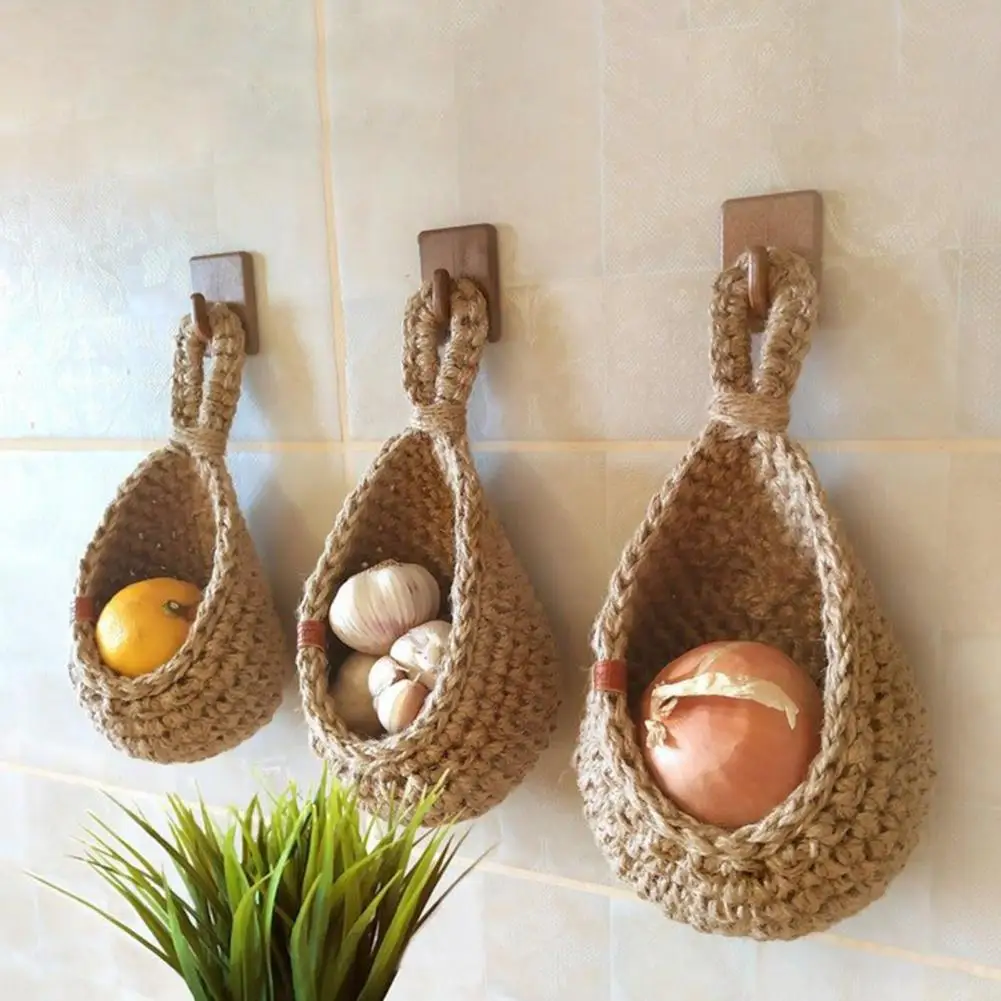 

3 Pcs/Set Net Storage Bags Great Tenacity Elastic Bearing Handwoven Large Capacity Fruit Storage Net Pouches Household Supplies