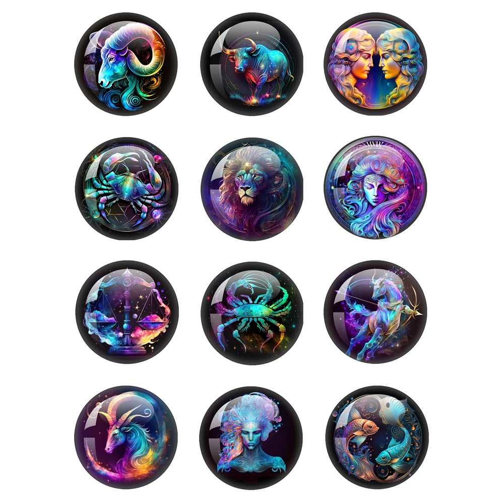 12 знаков зодиака, Скорпион Лев, цвет фиолетовый, 10 мм/12 мм/16 мм/18 мм/20 мм/25 мм/30 мм/40 мм, фото, стеклянный кабошон