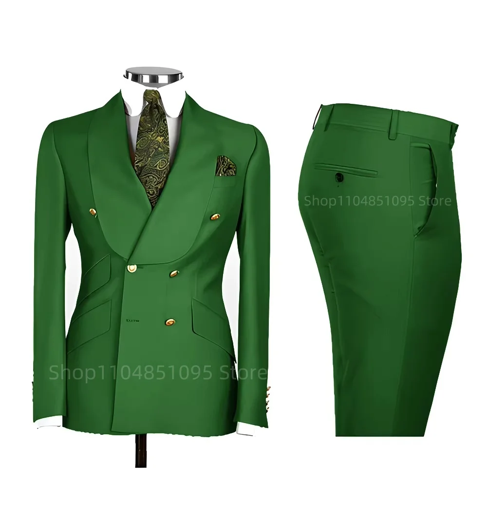 New Design Solid Slim Fit 2 Piece Wedding Men Suits Groom Tuxedos Formal Suits for Prom Party Best Man Shawl Lapel Blazer Pants