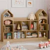 Castle Shape Children's Bookshelf,Kids Toy StorageOrganizer Kids Bookcase Display CaseMultifunctional Storage Cabinet Bookshelf 6