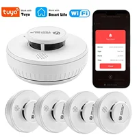 เครื่องตรวจจับควันและอุณหภูมิแบบไร้สาย DFA 2 in 1 เครื่องตรวจจับควันและอุณหภูมิ เครื่องตรวจจับควัน Tuy Wifi สัญญาณเตือนไฟไหม้ เครื่องตรวจจับควัน 2