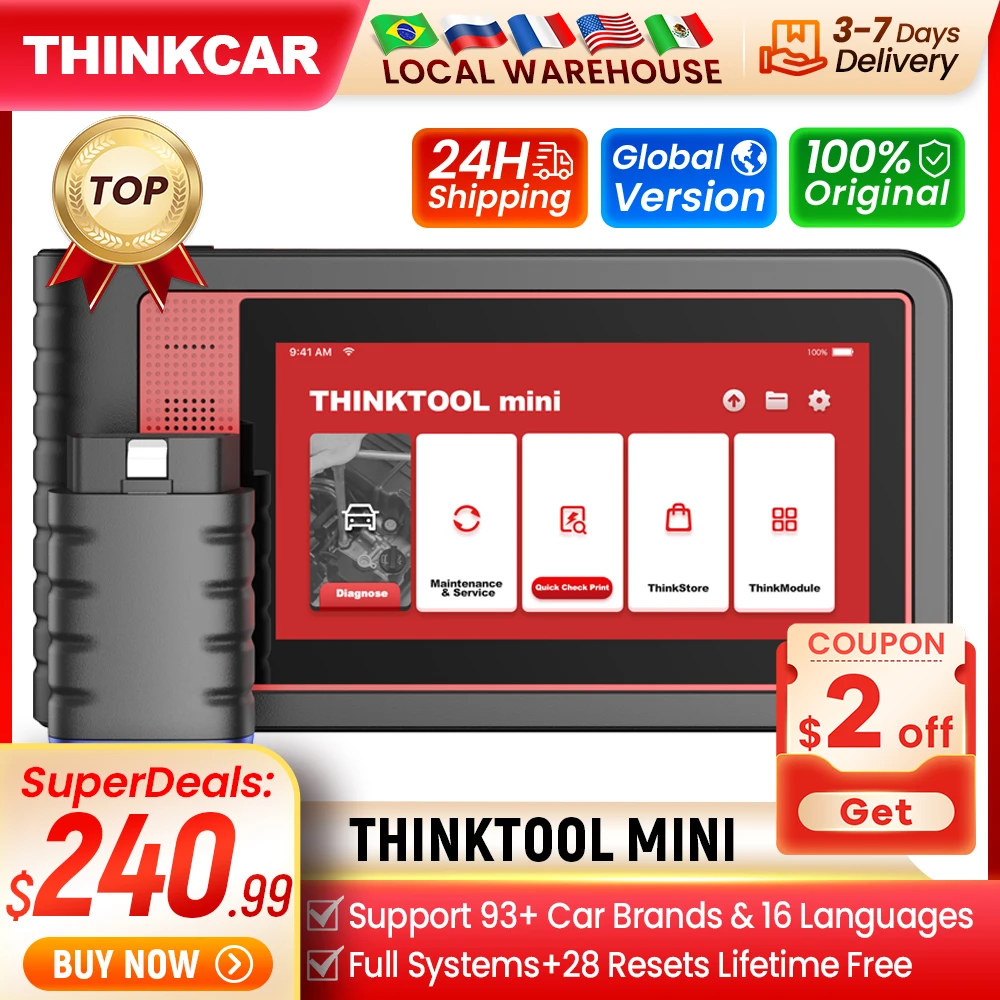 THINKCAR Thinktool Mini Mini 2 CANFD Car Diagnostic Tool Obd2 Scanner Automotive Diagnosis ECU Coding Obd 2 Diagnost 28 Resets