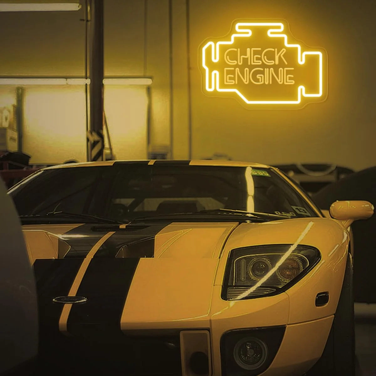 OYCGZV Garage Neon Schild Buntes Led Neon Schild Wand Werkstatt Neon Sign USB Check Engine Led Schild für Man Cave Auto Room Garage Reparaturwerkstatt Geschenke für Vater Ehemann Freunde