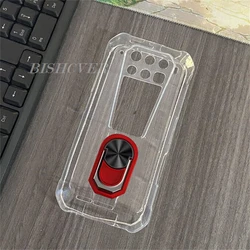 Universal Back Ring Holder Bracket Phone Case - TPU Soft Silicone Cover, 6.79 Display Compatibility for 8849 Tank 3 (Transparent C Red)