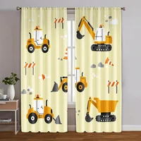 2pcs, Window Treatment Curtains Truck Tractor Machine Washable Fabric,Without Electricity Wall Decor for Indoor Celebrations, 1