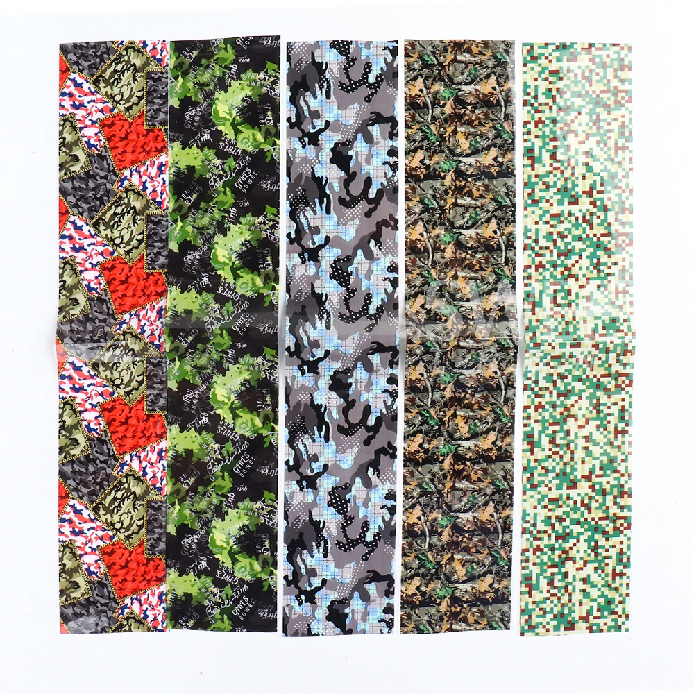 10pcs/set Camouflage Leopard Nail Transfer Foils Starry Sky Stickers Green Manicure Decal Full Wraps Nail Decorations Slider