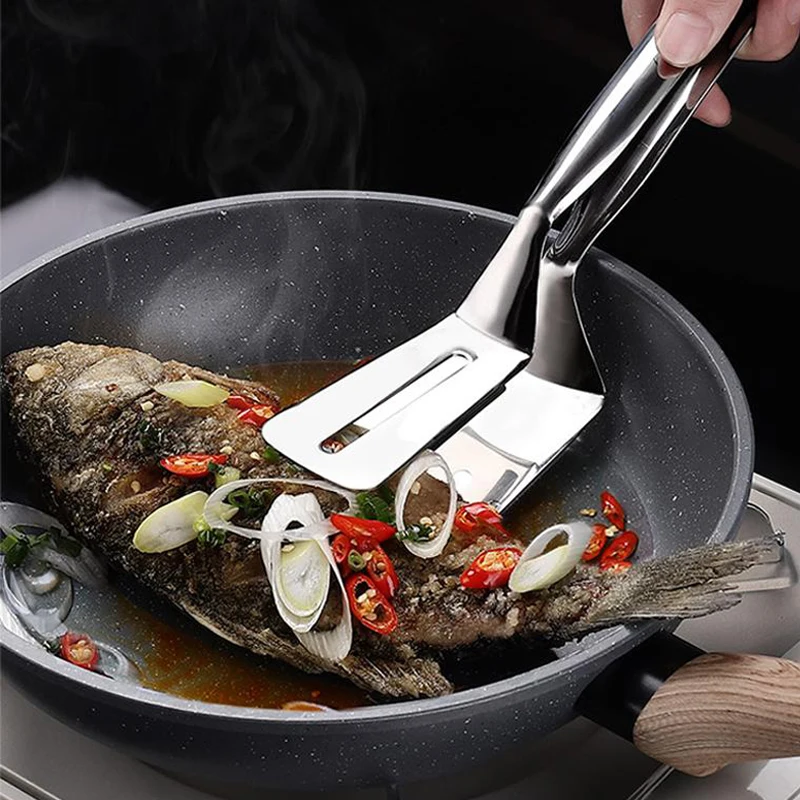 BBQ Kitchen Turner Cooking Spatula Tongs Barbecue Clip Grill Meat Tongs Clamp Steak Fish Turner Cooking Shovel Kitchen Utensils