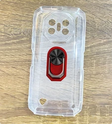 5.5 Smartphone TPU Soft Silicone Cover with Back Ring Holder Bracket for Doogee Fire 3 Pro (Transparent C Red)