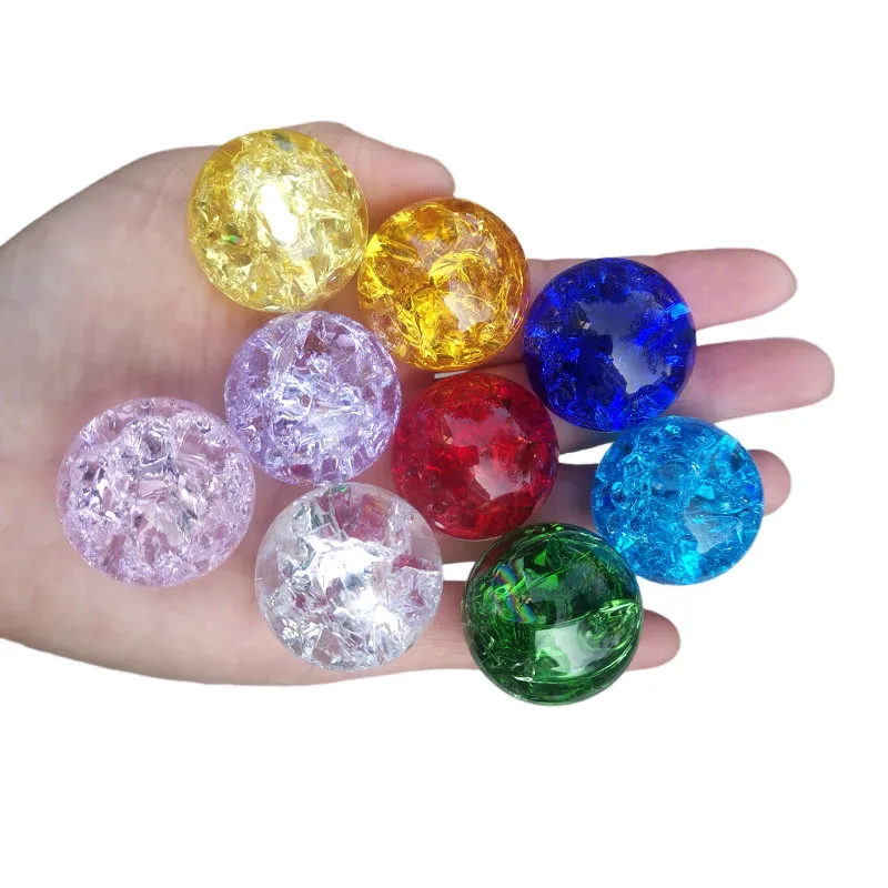 9colors 30mm Crystal Ice Crack Ball Water Fountain Bonsai Glass Sphere Crystal Ornaments Glass Marbles Hollow Ball Decoration Crystal Balls Deer Crystal Ball Ornament Crystal Ball Ornament Mirror Ball Decoration Home Decor Ornaments Feng Shui Figurine Marble Magic Gift