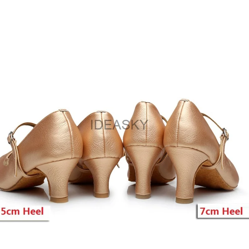 Modern Dance Shoes Women Girls Dancing Shoes High Heeled Ballroom Suede rubber sole Latin Dance Shoes For Women 5CM 7CM Heel 2
