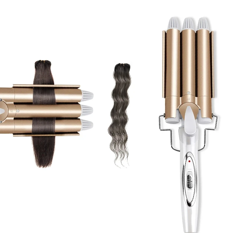 Portable Electric Hair Curling Iron Egg Roll Ceramic Triple Barrel Hair Styling Tool PTC Heating Curler Styler Wand