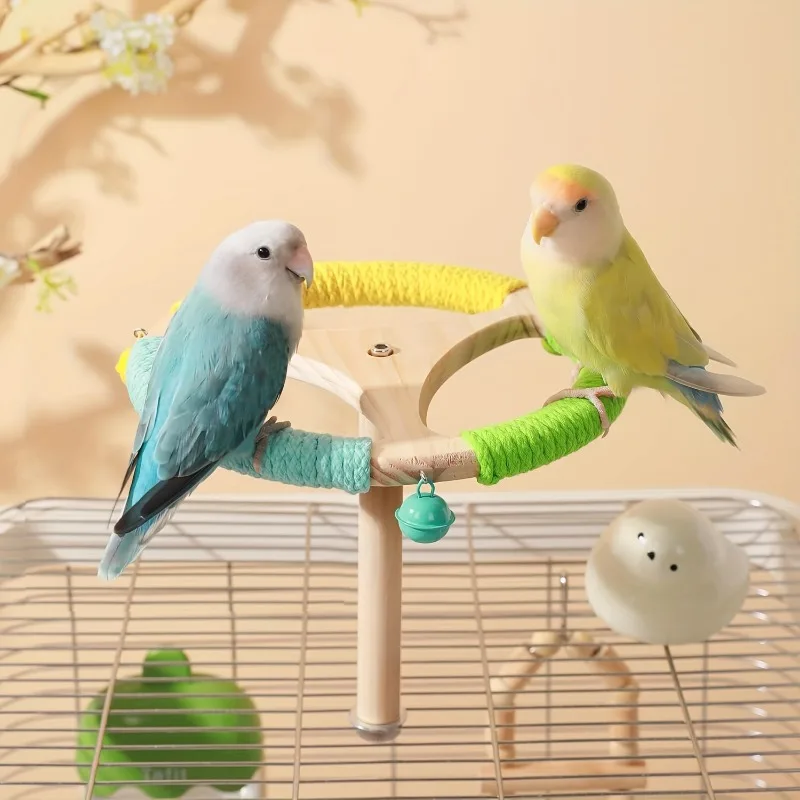 Percha Giratoria 360° Para Pájaros - Juguete De Madera Para Loros, Periquitos Y Aves