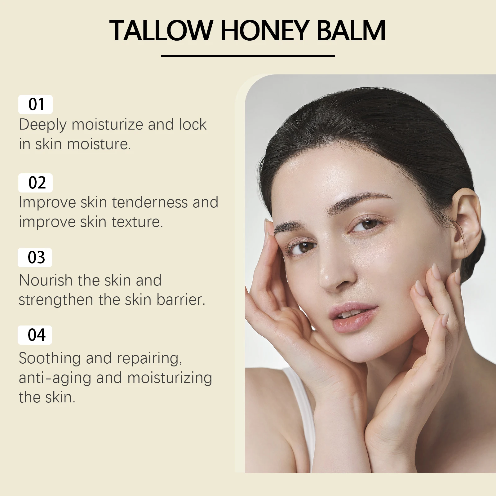 Beef Tallow Honey Moisturizer Nourishing Hydrating Brightening Face Skin Rejuvenation Korean Cosmetics