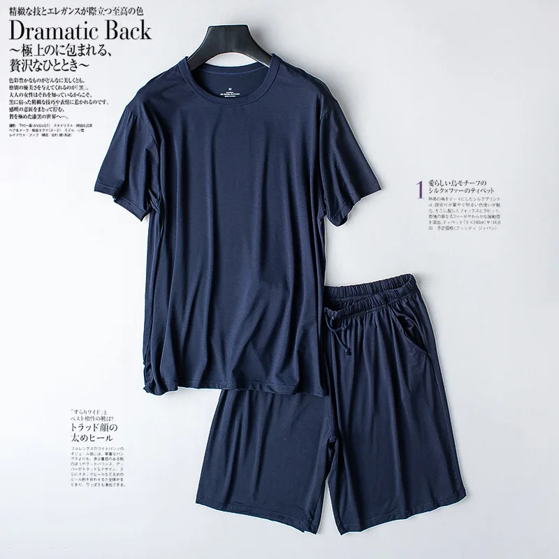 Casual Modal Summer Pajamas Men's Loose Short Sleeve Shorts Sleepwear Male Home Clothes Outwear Sports Wear Set Pijama Hombre