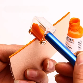 Pennello per penna a rullo per olio con bordo in pelle Strumento per applicatore di vernice per incollaggio per accessori artigianali in pelle fai-da-te