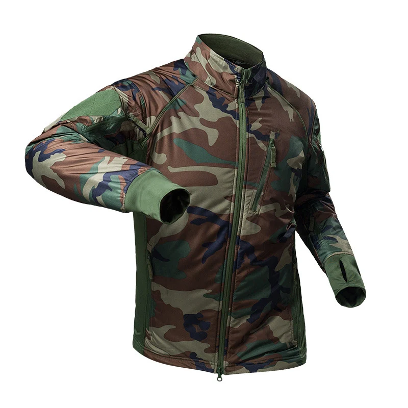 

New Men's Outdoor Camouflage Hooded Punching Jacket Padded Thin Lightweight Warm Hiking Riding Jacket