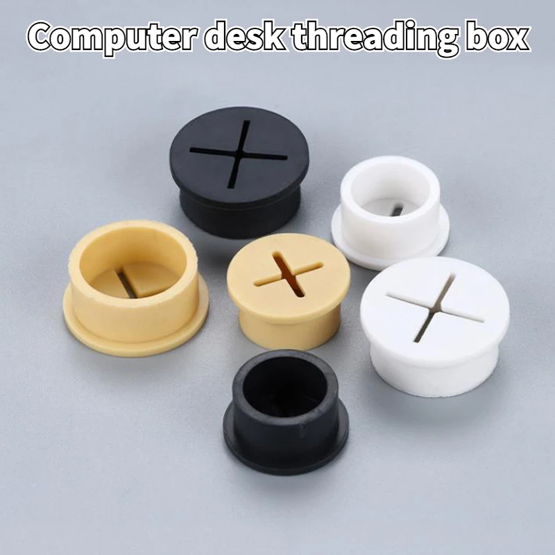 Desk Cord Grommet, Flexible Silicone Cable Hole Cover, Wire Organizer, Cable Pass Through, Round Gasket White