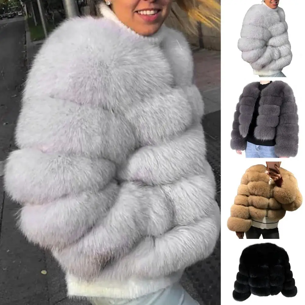

Женская длинная куртка из искусственного меха, элегантная однотонная куртка на осень и зиму